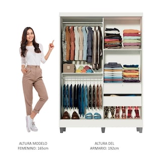 Foto 5 | Clóset Madesa Blanco 2 Puertas Corredizas con Espejo