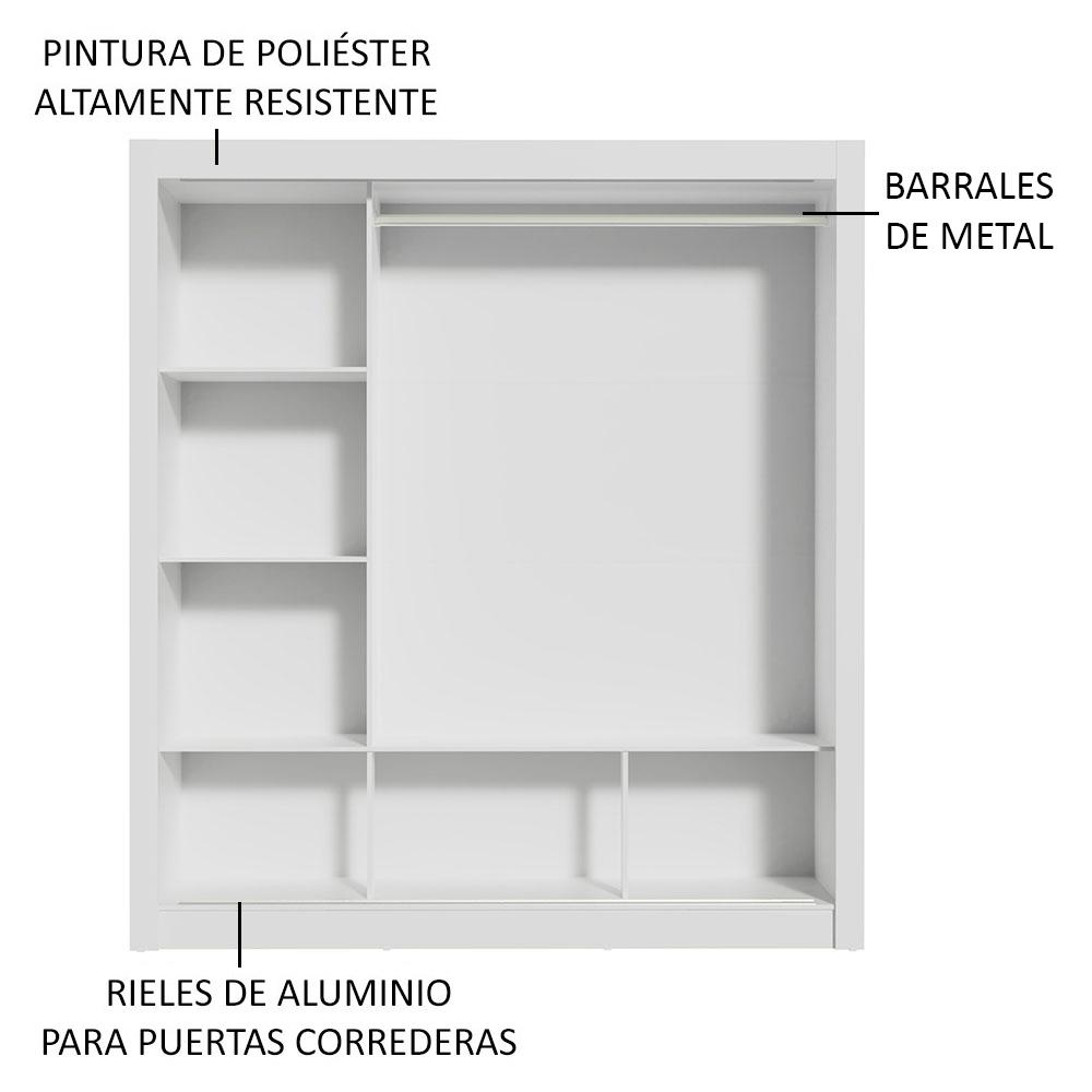 Foto 5 | Clóset Madesa Blanco 3 Puertas Corredizas - 1 con Espejo