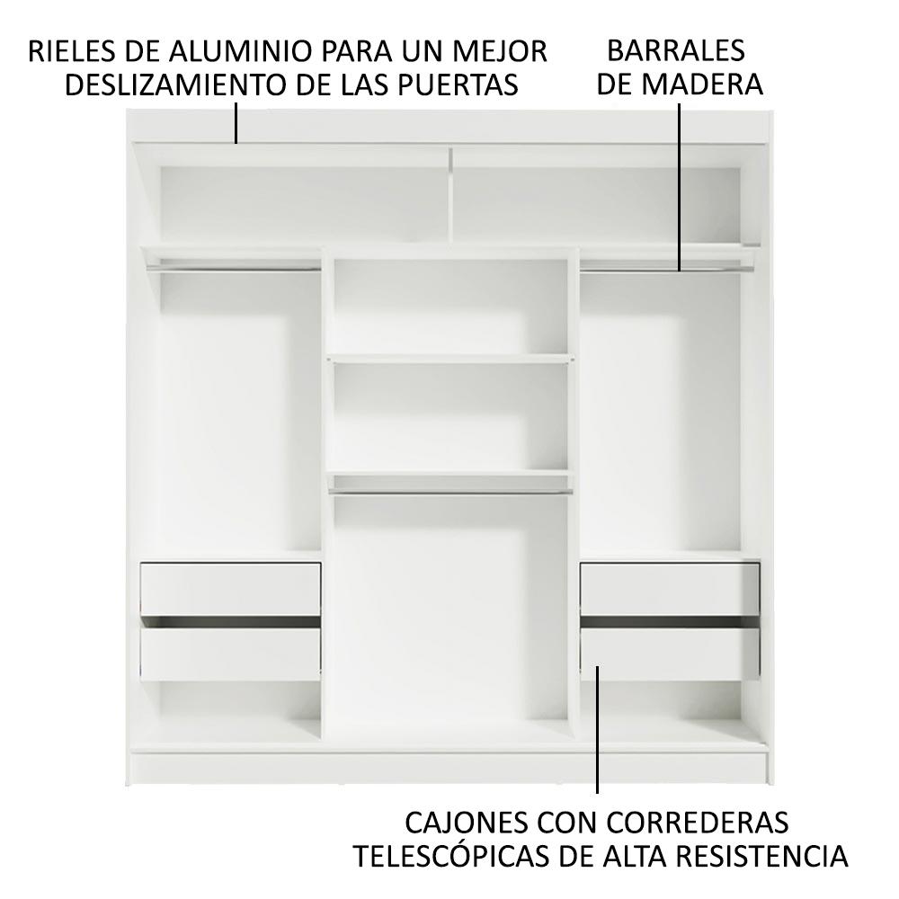 Foto 4 | Clóset Madesa 1095092E color Blanco 3 Puertas Corredizas 2 con Espejos