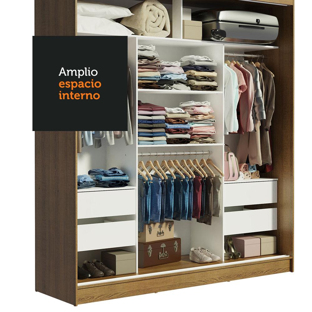 Foto 4 pulgar | Clóset Madesa Marrón 3 Puertas Corredizas con Espejos
