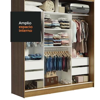 Foto 3 | Clóset Madesa Marrón 3 Puertas Corredizas con Espejos