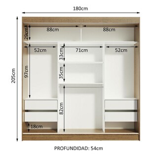 Foto 4 | Clóset Madesa Marrón 3 Puertas Corredizas con Espejos