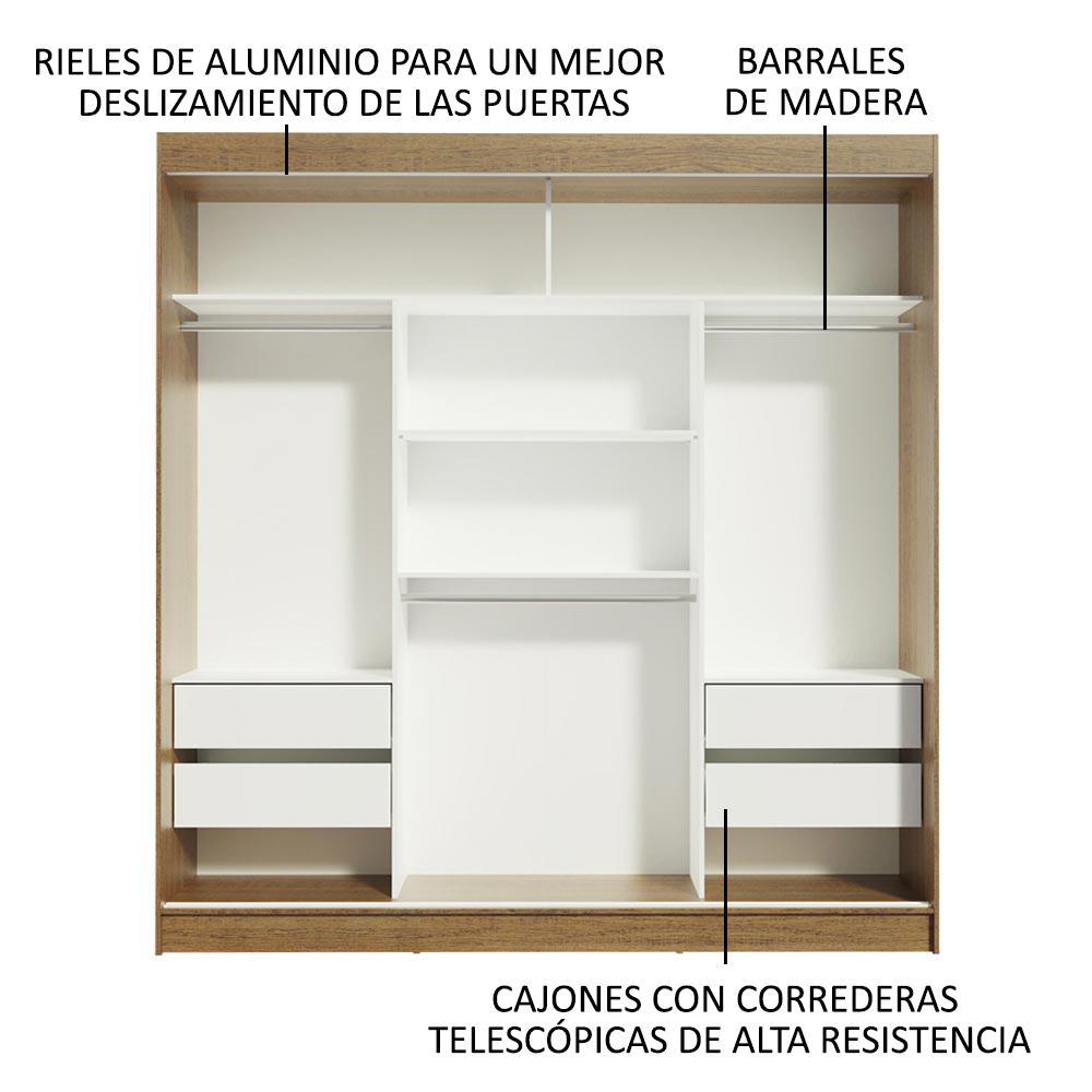 Foto 6 pulgar | Clóset Madesa Marrón 3 Puertas Corredizas con Espejos