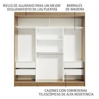Foto 5 | Clóset Madesa Marrón 3 Puertas Corredizas con Espejos