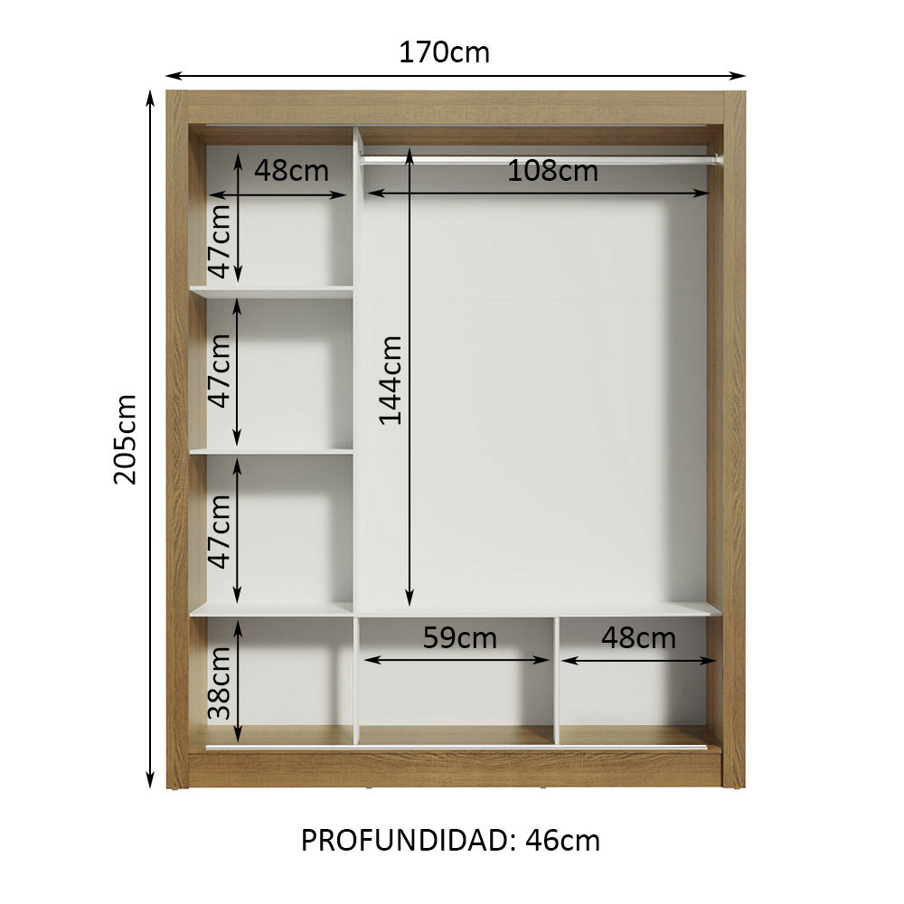 Foto 4 | Clóset Madesa 10936E2E Marrón 3 Puertas Corredizas/ 2 con Espejo