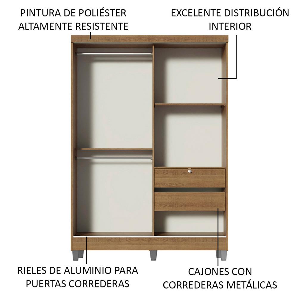 Foto 4 | Clóset Madesa Marrón 2 Puertas Corredizas Espejo