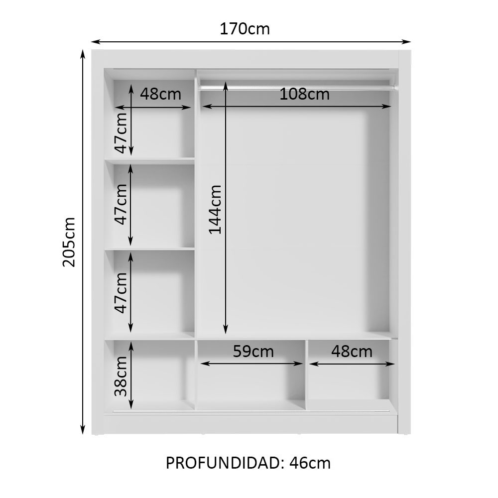 Foto 4 pulgar | Ropero Madesa Mónaco 3 Puertas Correderas 2 con Espejo Blanco