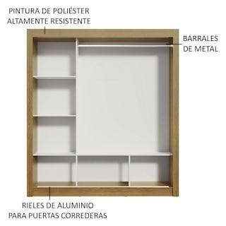 Foto 5 | Ropero Doble Madesa Monaco 3 Puertas Corredizas Marrón