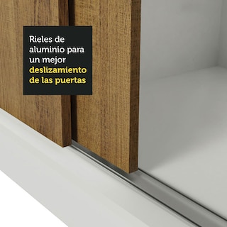 Foto 5 | Clóset Doble Madesa Mónaco 10939B Blanco con Marrón 3 Puertas Corredizas