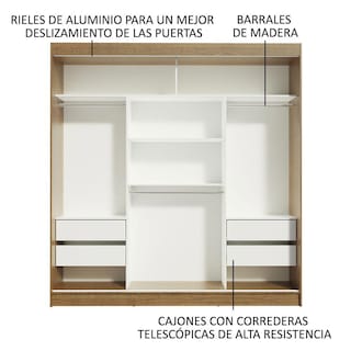 Foto 4 | Ropero Doble Madesa Reno 3 Puertas Corredizas Marrón