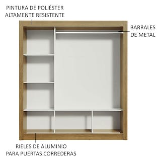 Foto 5 | Ropero Doble Madesa Monaco 3 Puertas Corredizas con Espejo Marrón