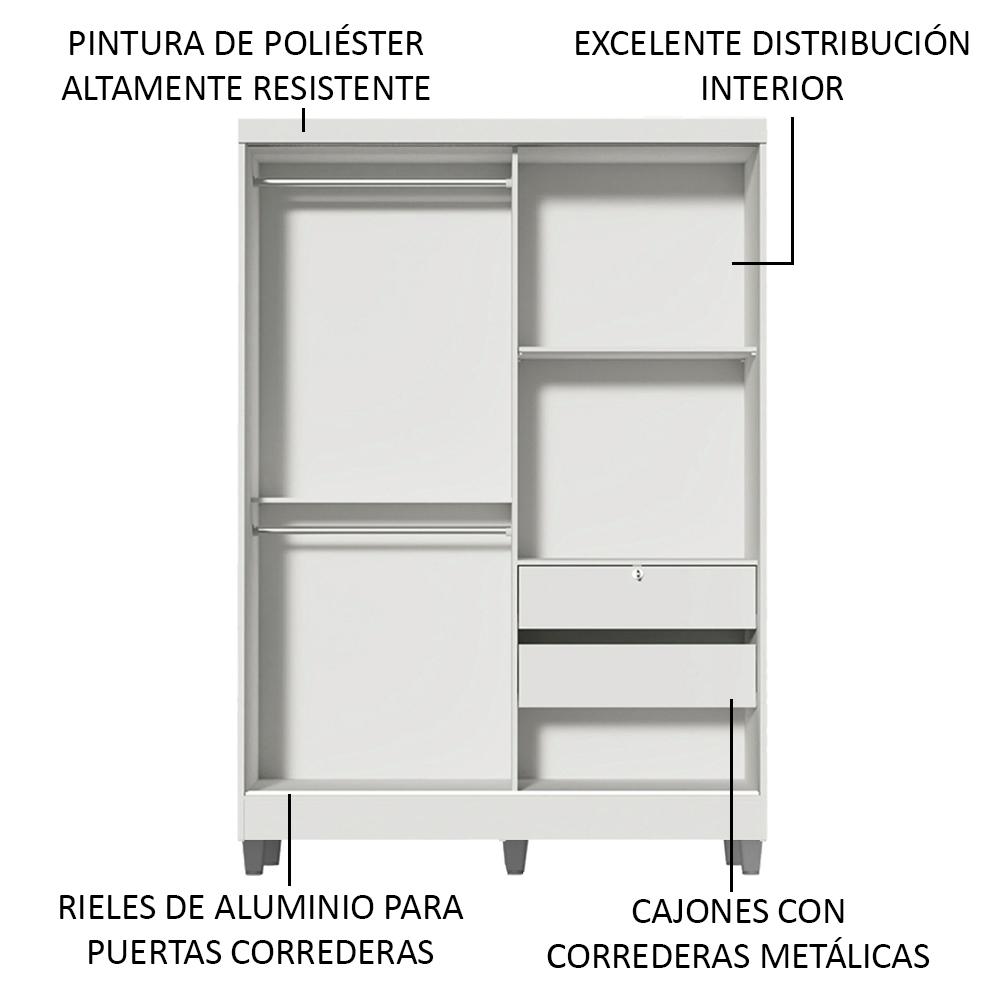 Foto 4 | Clóset Luke Madesa 2 Puertas Corredizas Madera con Pies Blanco