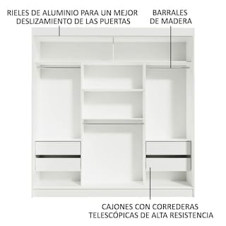 Foto 4 | Ropero Reno Madesa 3 Puertas Corredizas 2 con Espejo Blanco/Marrón