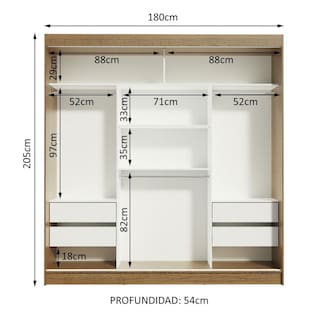 Foto 3 | Closet Madesa Marrón con 3 Puertas