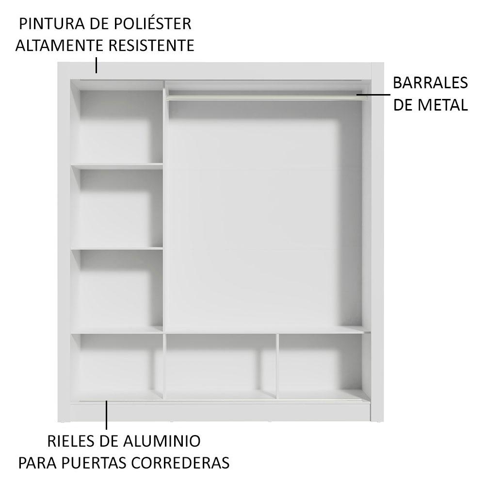 Foto 6 pulgar | Clóset Doble Madesa Mónaco 1093093E Blanco 3 Puertas Corredizas con Espejo