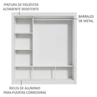 Foto 5 | Clóset Doble Madesa Mónaco 1093093E Blanco 3 Puertas Corredizas con Espejo