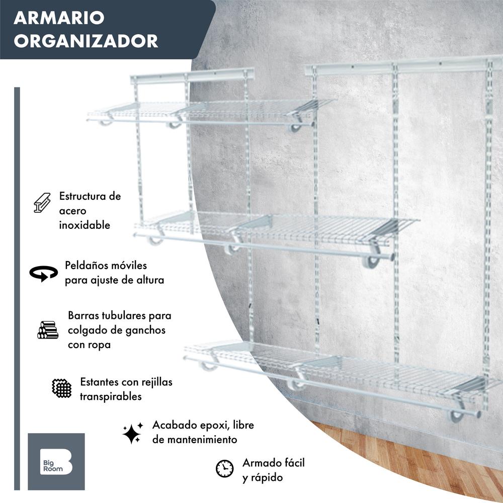 Foto 3 pulgar | Closet Estructural BIG ROOM Blanco Wire Closet 5-8FT X 12"