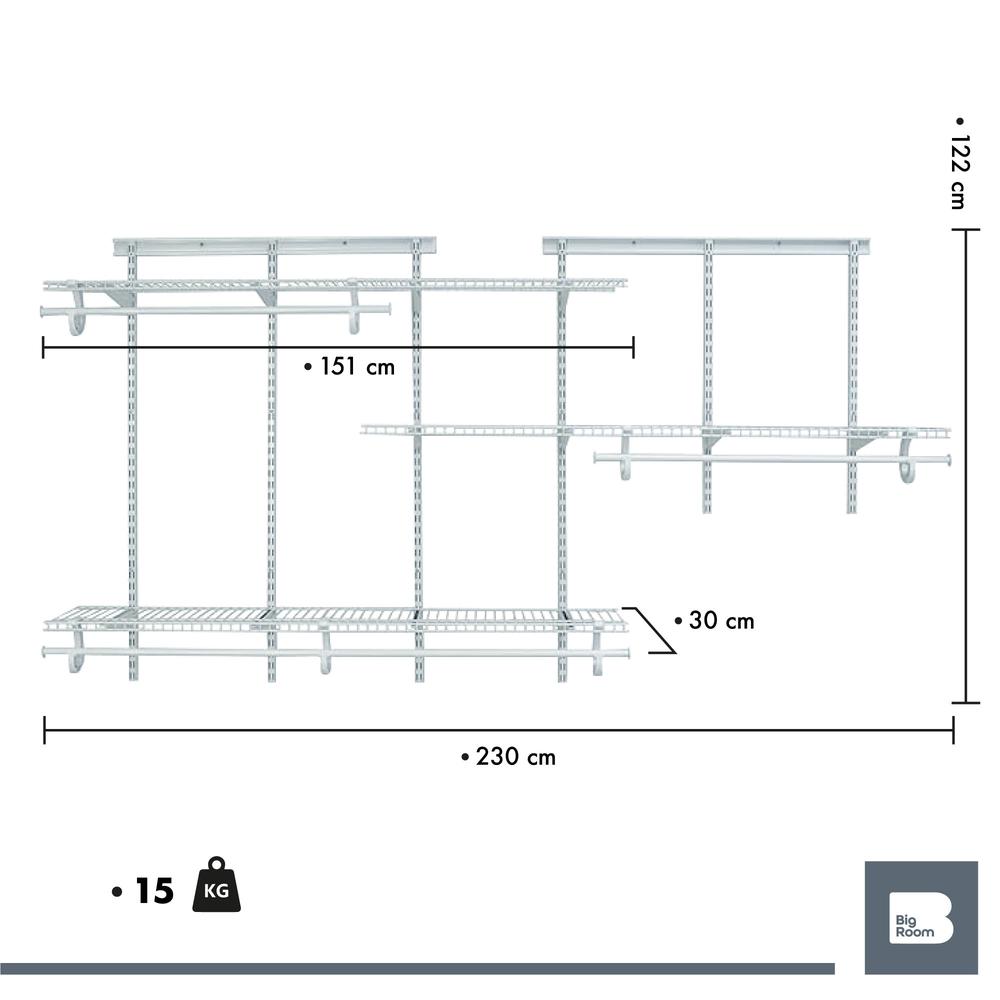 Foto 4 pulgar | Closet Estructural BIG ROOM Blanco Wire Closet 5-8FT X 12"