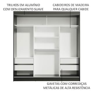 Foto 5 | Ropero 3 Puertas Corredizas Con Espejo Madesa Reno