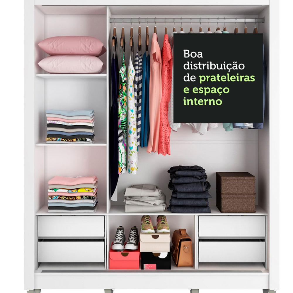 Foto 7 pulgar | Closet Madesa Lyon Plus con Patas 3 Puertas Corredizas 4 Cajones