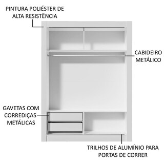 Foto 5 | Ropero Madesa Dallas 2 Puertas Corredizas 2 Cajones Blanco