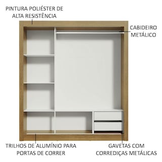 Foto 5 | Closet Madesa Lyon 3 Puertas Corredizas con Espejos 2 Cajones
