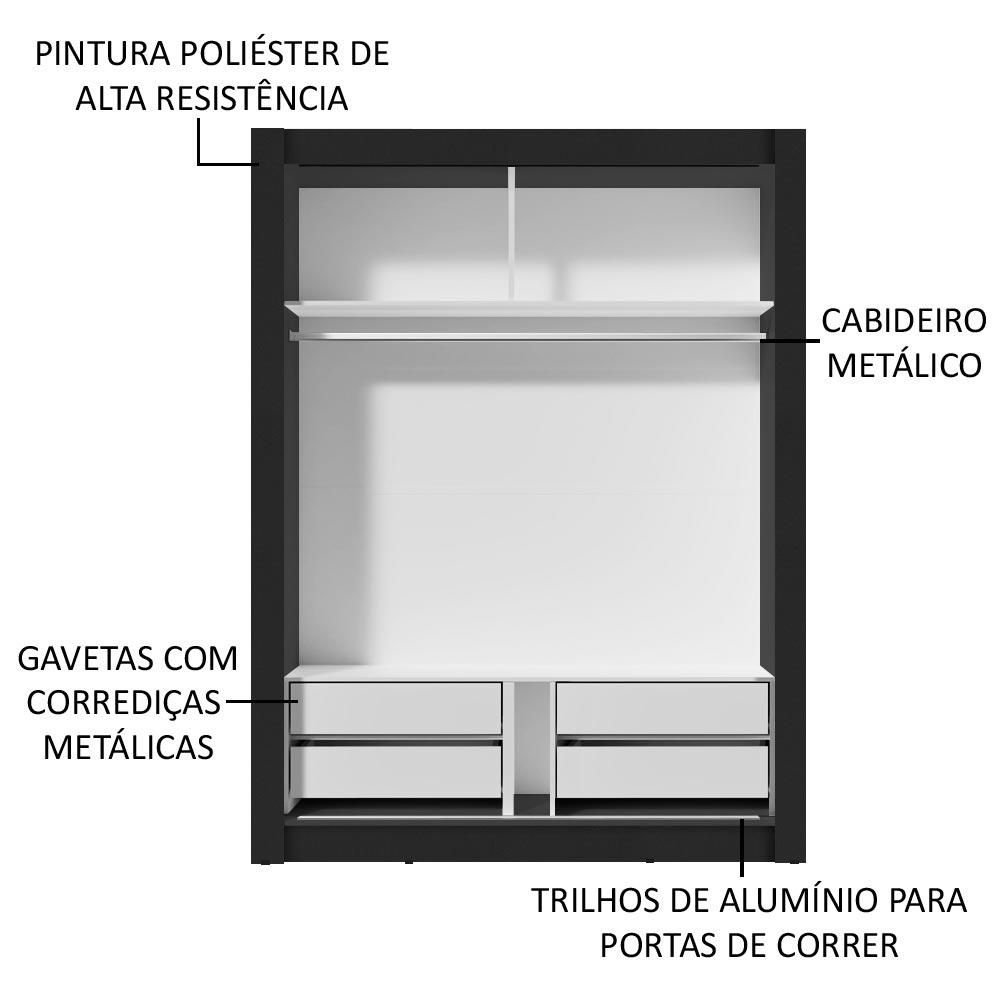 Foto 6 pulgar | Closet Madesa Dallas Plus 2 Puertas Corredizas con Espejos 4 Cajones