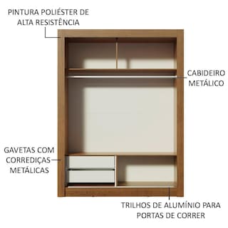 Foto 5 | Ropero Madesa Dallas Marrón 2 Puertas Corredizas con Espejo y 2 Cajones