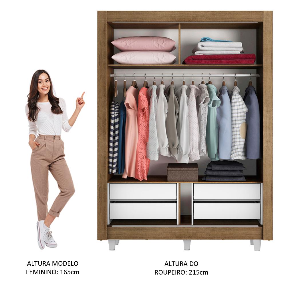 Foto 5 pulgar | Closet Madesa Dallas Plus con Patas 2 Puertas Corredizas 4 Cajones