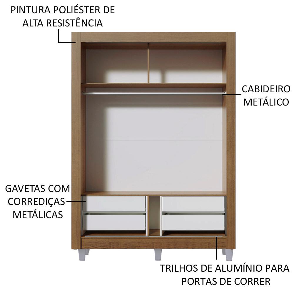Foto 6 pulgar | Closet Madesa Dallas Plus con Patas 2 Puertas Corredizas 4 Cajones