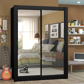 Foto 2 | Ropero Madesa Denver Negro 2 Puertas Corredizas con Espejo