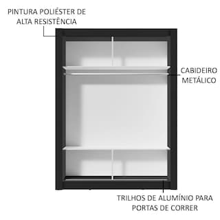 Foto 5 | Ropero Madesa Denver Negro 2 Puertas Corredizas con Espejo