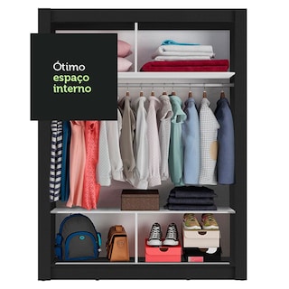 Foto 6 | Ropero Madesa Denver Negro 2 Puertas Corredizas con Espejo