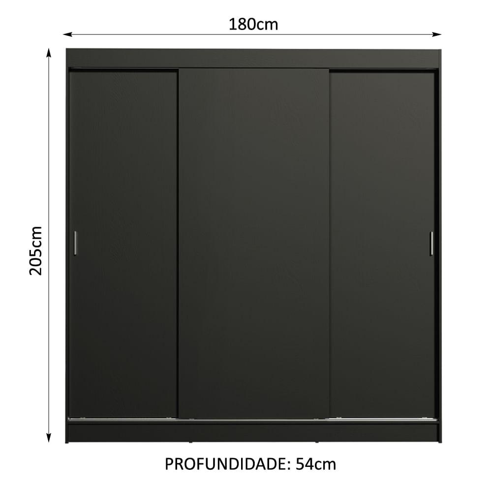 Foto 3 | Closet Madesa Negro de 3 Puertas