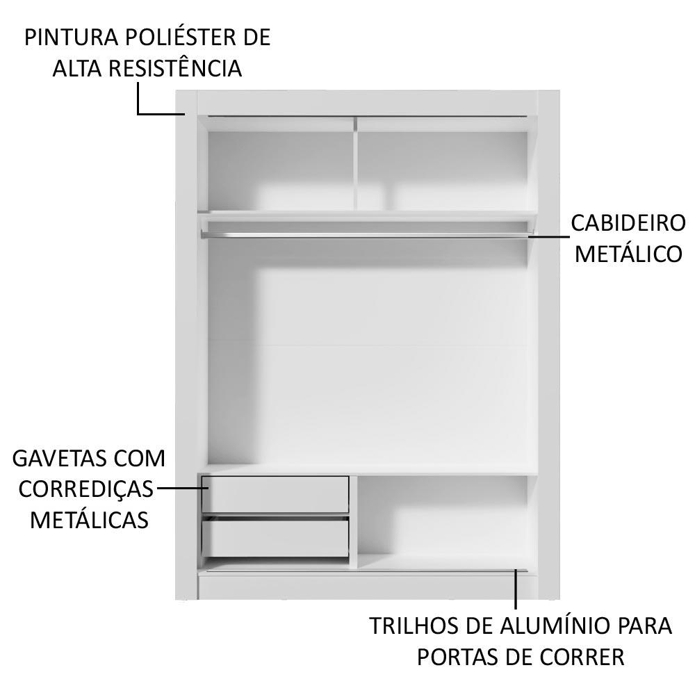 Foto 6 pulgar | Ropero Madesa Dallas 2 Puertas Corredizas Con Espejo 2 Cajones