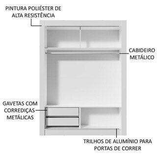 Foto 5 | Ropero Madesa Dallas 2 Puertas Corredizas Con Espejo 2 Cajones