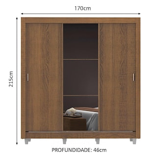 Foto 3 | Ropero Madesa Mónaco 3 Puertas Corredizas con Espejo Marrón