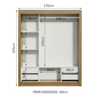 Foto 4 | Closet Madesa Marrón con Espejo