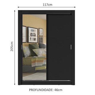 Foto 3 | Ropero Madesa Dallas Plus 2 Puertas Corredizas con Espejo 4 Cajones Negro