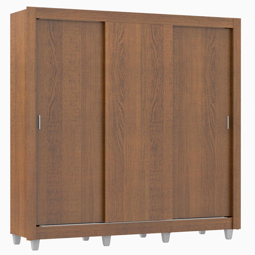 Ropero Madesa Lyon Plus 3 Puertas Corredizas 4 Cajones Con Pies Marrón