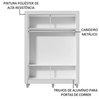 Foto 5 | Ropero Denver Madesa 2 Puertas Corredizas Blanco