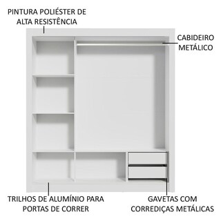 Foto 5 | Closet Madesa Lyon 3 Puertas Corredizas 2 Cajones