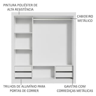 Foto 5 | Ropero Madesa Lyon Plus 3 Puertas Corredizas 4 Cajones Blanco