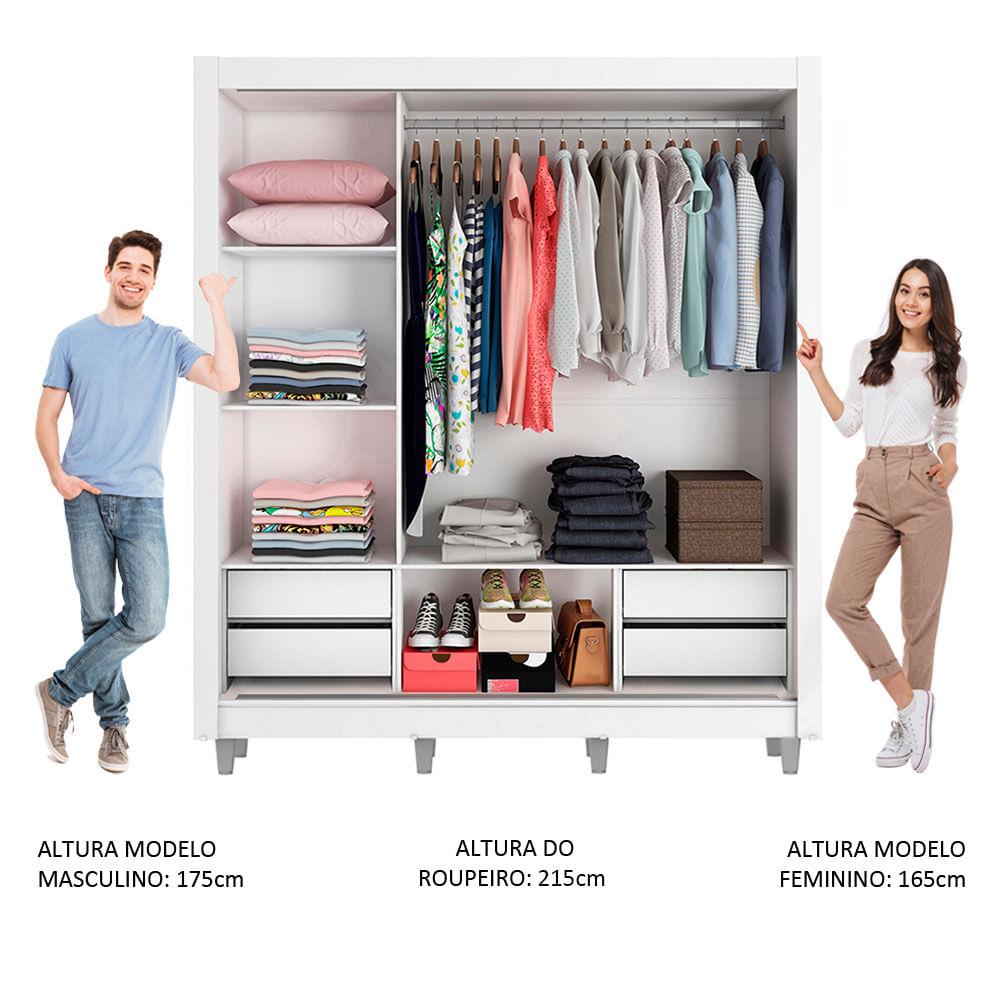 Foto 5 pulgar | Ropero Madesa Lyon Plus 3 Puertas Corredizas con Espejos 4 Cajones con Pies Blanco