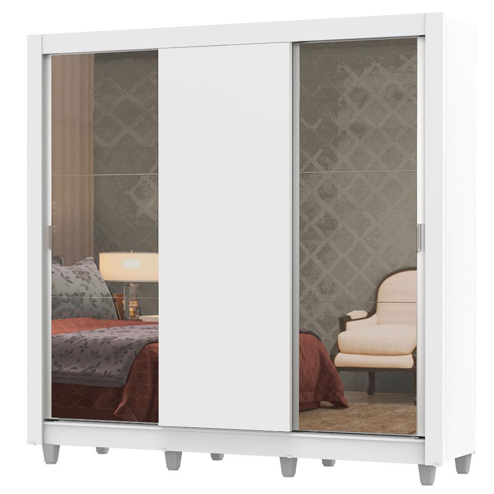 Ropero Madesa Lyon Plus 3 Puertas Corredizas con Espejos 4 Cajones con Pies Blanco