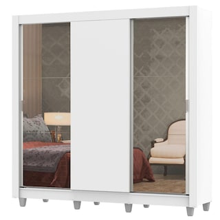 Foto 1 | Ropero Madesa Lyon Plus 3 Puertas Corredizas con Espejos 4 Cajones con Pies Blanco