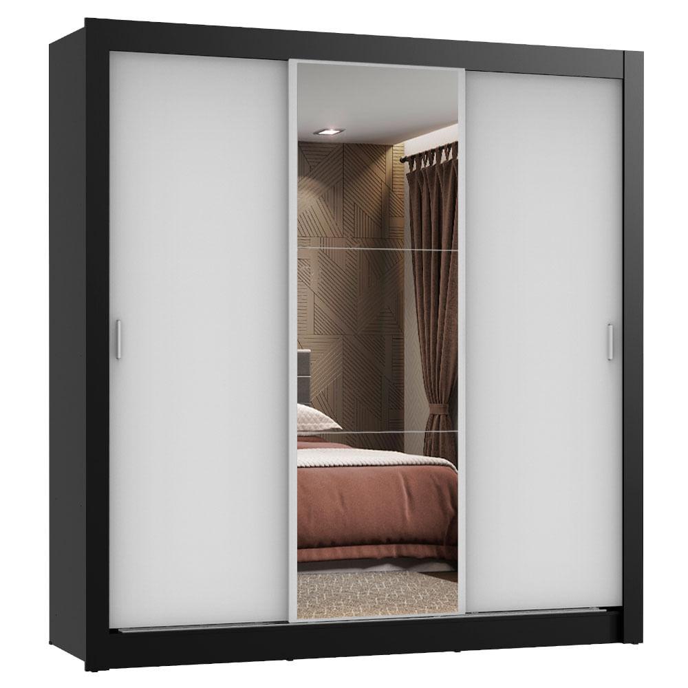 Ropero Madesa Lyon 3 Puertas Corredizas 1 Espejo 2 Cajones Negro