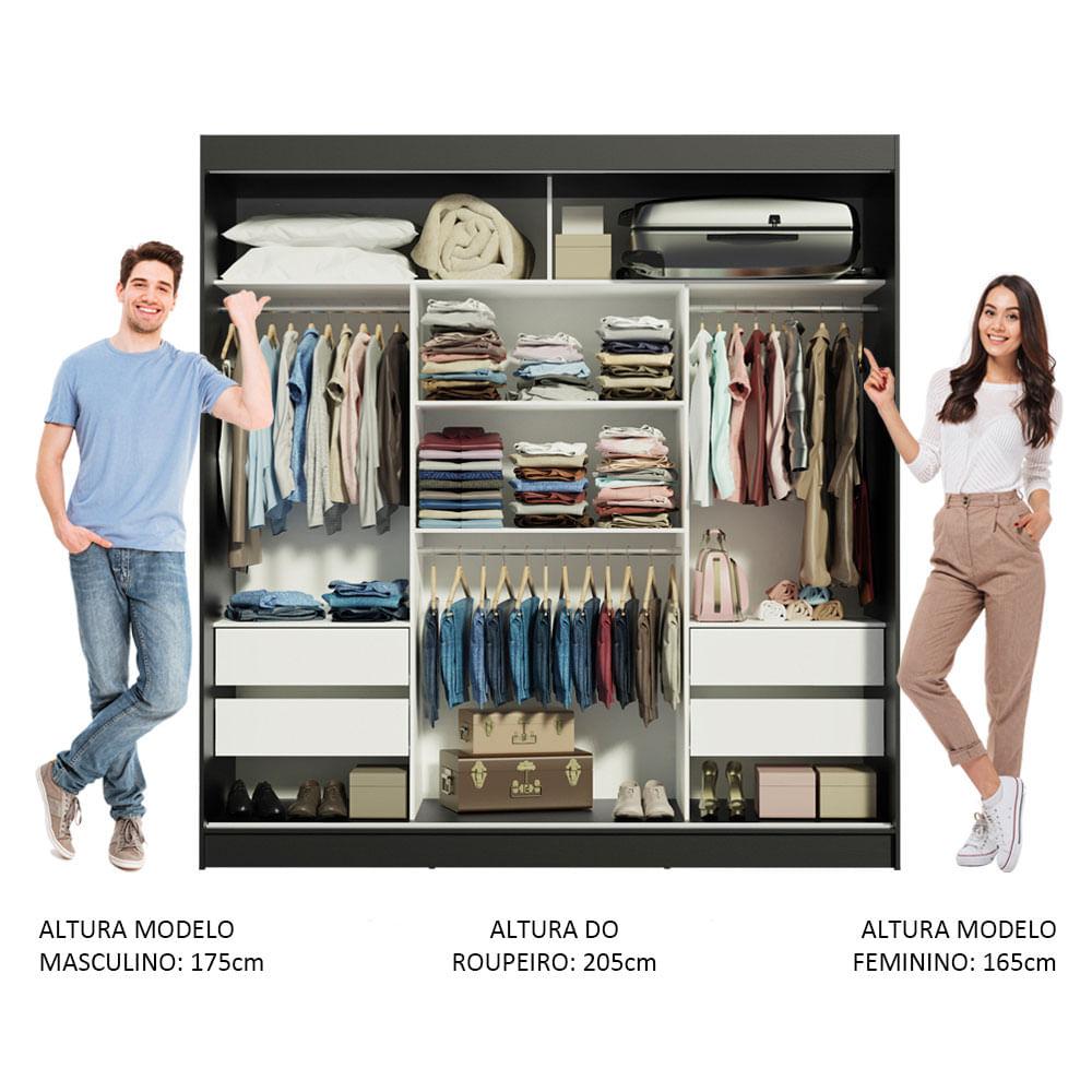 Foto 5 pulgar | Ropero Closet Madesa Reno 3 Puertas Corredizas con Espejo NB