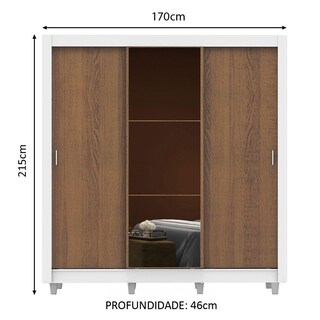 Foto 3 | Ropero Madesa Mônaco 3 Puertas Corredizas con Espejo Blanco