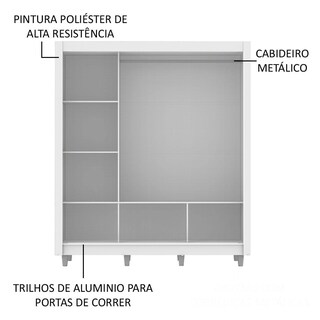 Foto 5 | Ropero Madesa Mônaco Blanco 3 Puertas Corredizas con Pies